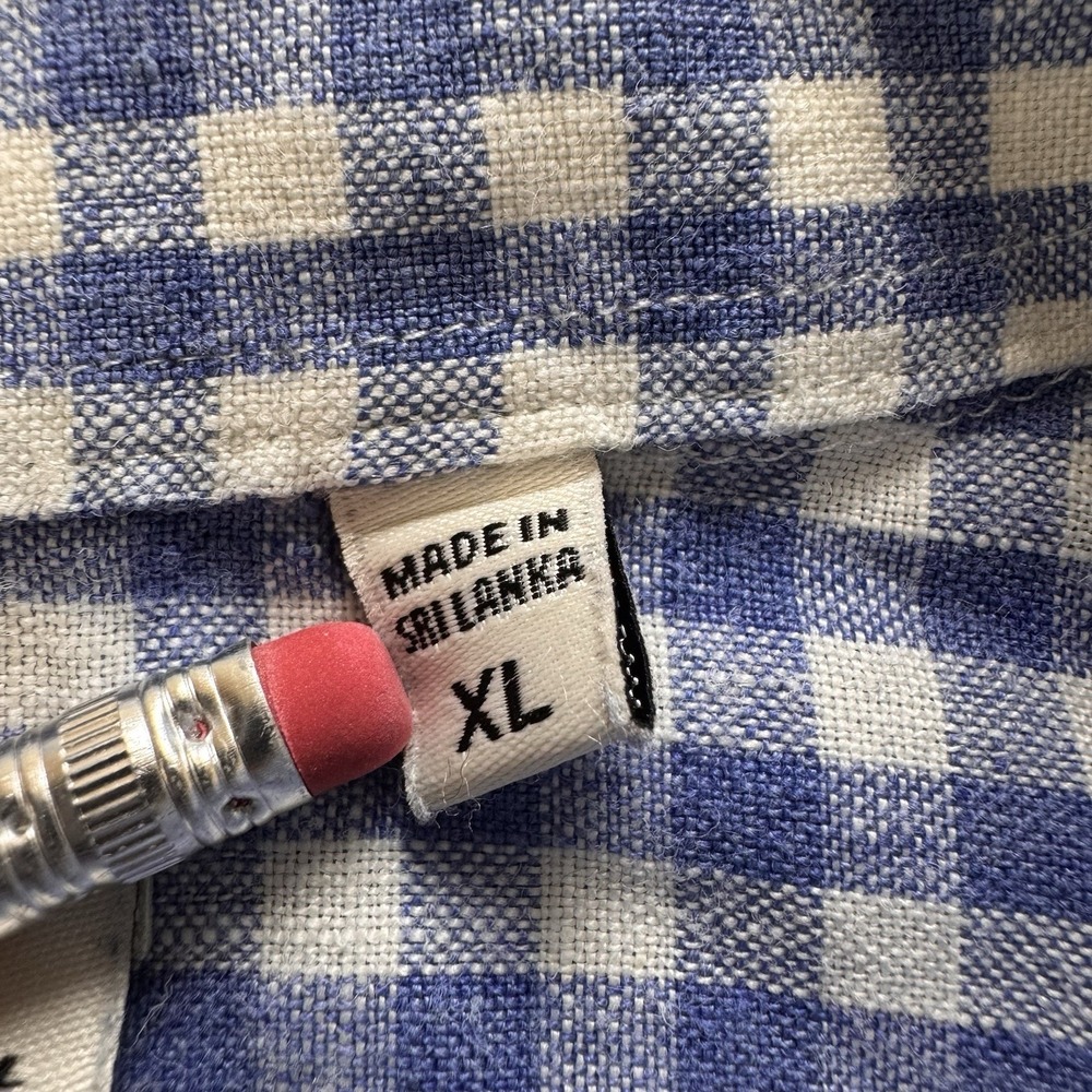 Murano Baird Mcnutt 100% Linen Shirt Men XL Blue Gingham Check Lightweight - Picture 3 of 10
